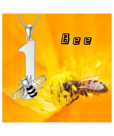 Personalized Bee Number Necklace 925 Sterling Silver Number 0-9 Charms Pendant Necklace Custom Lucky Number Necklace for Wome...