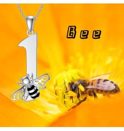 Personalized Bee Number Necklace 925 Sterling Silver Number 0-9 Charms Pendant Necklace Custom Lucky Number Necklace for Wome...