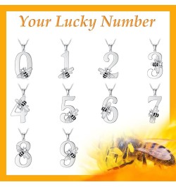 Personalized Bee Number Necklace 925 Sterling Silver Number 0-9 Charms Pendant Necklace Custom Lucky Number Necklace for Wome...