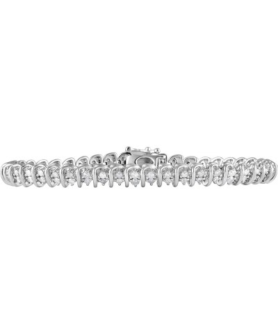 Prong Set 2.00 to 2 1/4 Carat Round-cut Double Row Diamond Tennis Bracelet in Sterling Silver | Fine Jewelry for Women Teen G...