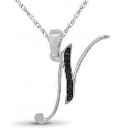 1/20 Carat Black Diamond Initial Letter Pendant Necklace for Women | Customizable .925 Sterling Silver A to Z Alphabet Monogr...