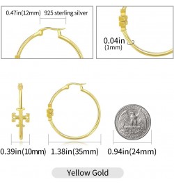 18k Gold Plated HoopEarrings Yellow Gold Cross Huggie Hoop Earrings for Women Cross Hoop Earrings 35mm $11.75 Earrings