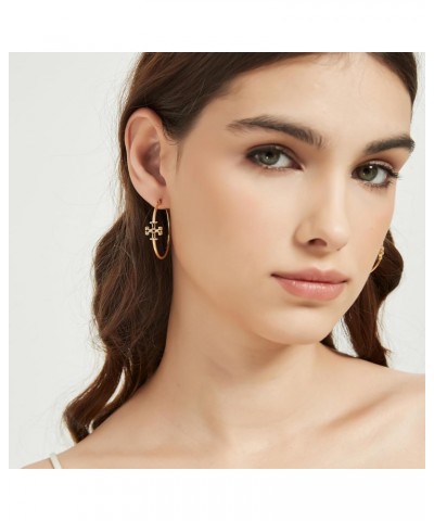 18k Gold Plated HoopEarrings Yellow Gold Cross Huggie Hoop Earrings for Women Cross Hoop Earrings 35mm $11.75 Earrings