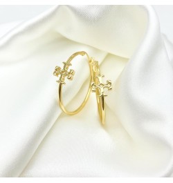 18k Gold Plated HoopEarrings Yellow Gold Cross Huggie Hoop Earrings for Women Cross Hoop Earrings 35mm $11.75 Earrings