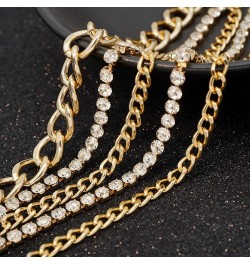 Multilayer Chain Belt for Women Rhinestone Metal Chain Belts Punk Gold Waist Chain L: 130CM/51.2IN Gold $9.14 Body Jewelry