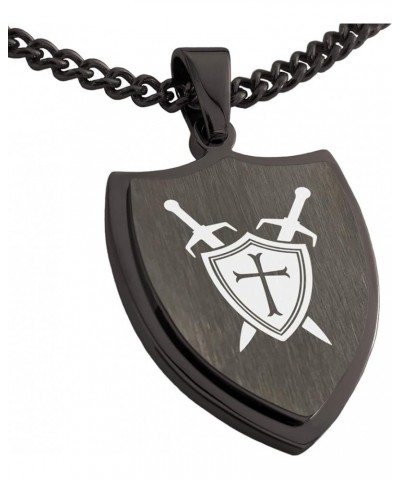 Stainless Steel Crusader Emblem Shield Pendant Necklace Gunmetal $11.00 Necklaces