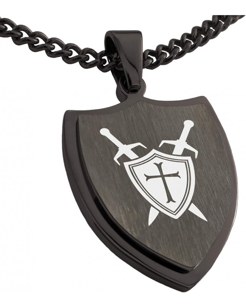 Stainless Steel Crusader Emblem Shield Pendant Necklace Gunmetal $11.00 Necklaces