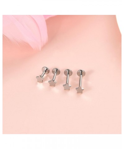 Threadless Nose Ring g23 Titanium 16g 18g 20g Push in Flat Back Earrings Nose Stud Lip Cartilage Helix Daith Piercing Jewelry...