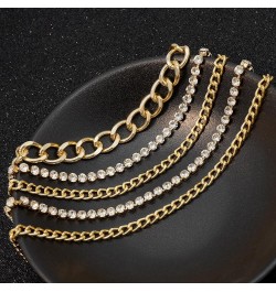 Multilayer Chain Belt for Women Rhinestone Metal Chain Belts Punk Gold Waist Chain L: 130CM/51.2IN Gold $9.14 Body Jewelry