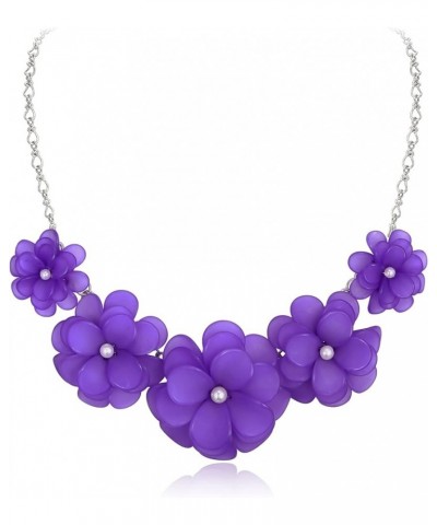 Flower Collar Necklace, Floral Flower Statement Summer Beach Chokers Necklaces for Women Girls Purple $14.99 Necklaces