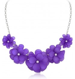 Flower Collar Necklace, Floral Flower Statement Summer Beach Chokers Necklaces for Women Girls Purple $14.99 Necklaces