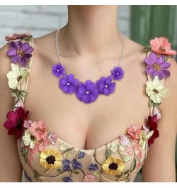 Flower Collar Necklace, Floral Flower Statement Summer Beach Chokers Necklaces for Women Girls Purple $14.99 Necklaces