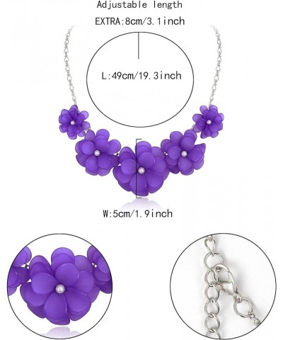 Flower Collar Necklace, Floral Flower Statement Summer Beach Chokers Necklaces for Women Girls Purple $14.99 Necklaces