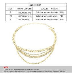 Multilayer Chain Belt for Women Rhinestone Metal Chain Belts Punk Gold Waist Chain L: 130CM/51.2IN Gold $9.14 Body Jewelry