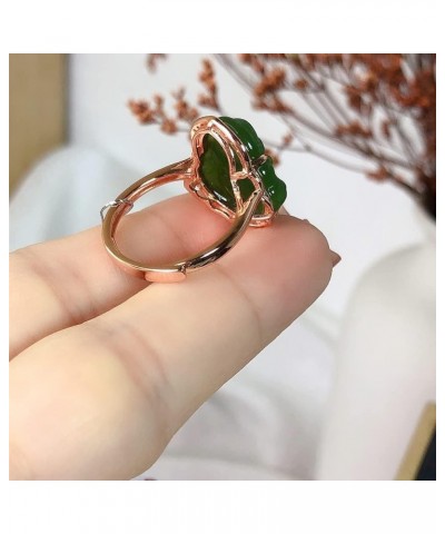 Natural Hetian Jade Buddha Laughing Buddha Ring, Genuine Green Jade Ring for Men Women (Size : Silver) Rose gold $10.80 Rings