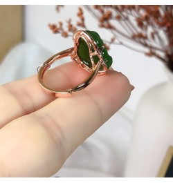 Natural Hetian Jade Buddha Laughing Buddha Ring, Genuine Green Jade Ring for Men Women (Size : Silver) Rose gold $10.80 Rings