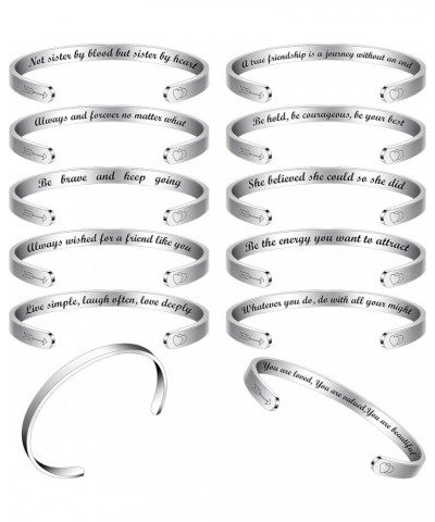 12 Pcs Christian Bracelet Engraved Bible Verse Jewelry for Women Religious Baptism Gifts Inspirational Scripture Open Cuff Ba...