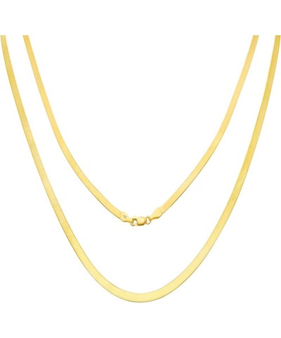 14k Yellow Gold 3mm Solid Herringbone Silky Flat High Polish Chain Necklace, Womens Lobster Clasp 14" 16" 18" 20" 22" 24 18 $...