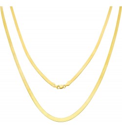 14k Yellow Gold 3mm Solid Herringbone Silky Flat High Polish Chain Necklace, Womens Lobster Clasp 14" 16" 18" 20" 22" 24 18 $...