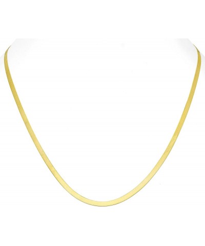 14k Yellow Gold 3mm Solid Herringbone Silky Flat High Polish Chain Necklace, Womens Lobster Clasp 14" 16" 18" 20" 22" 24 18 $...