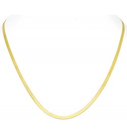 14k Yellow Gold 3mm Solid Herringbone Silky Flat High Polish Chain Necklace, Womens Lobster Clasp 14" 16" 18" 20" 22" 24 18 $...