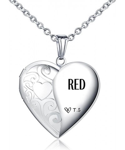 Love Heart Locket Necklace for Women Girl Photo Locket Hold Pictures Jewelry Birthday Gifts Red $7.64 Necklaces