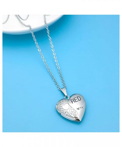 Love Heart Locket Necklace for Women Girl Photo Locket Hold Pictures Jewelry Birthday Gifts Red $7.64 Necklaces