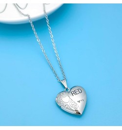 Love Heart Locket Necklace for Women Girl Photo Locket Hold Pictures Jewelry Birthday Gifts Red $7.64 Necklaces