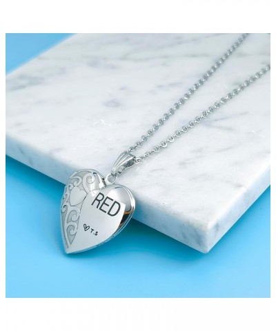 Love Heart Locket Necklace for Women Girl Photo Locket Hold Pictures Jewelry Birthday Gifts Red $7.64 Necklaces