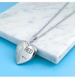 Love Heart Locket Necklace for Women Girl Photo Locket Hold Pictures Jewelry Birthday Gifts Red $7.64 Necklaces