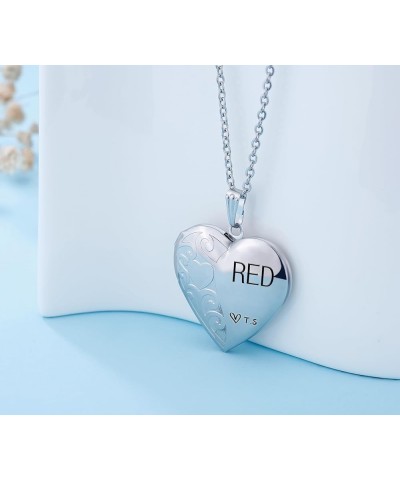 Love Heart Locket Necklace for Women Girl Photo Locket Hold Pictures Jewelry Birthday Gifts Red $7.64 Necklaces