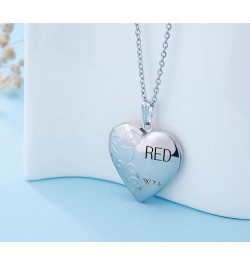 Love Heart Locket Necklace for Women Girl Photo Locket Hold Pictures Jewelry Birthday Gifts Red $7.64 Necklaces