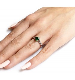 Simulated Emerald Cubic Zirconia Claddagh Benediction Ring Sterling Silver (Color Options, Sizes 3-15) Simulated Emerald Rose...