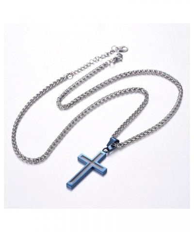 Simple Cross Necklace for Men Women, Stainless Steel Silver Black Gold Latin Cross Pendant Necklaces, Custom Engravable, Leng...