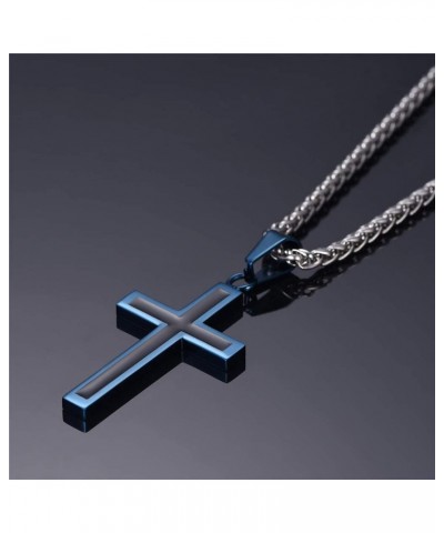 Simple Cross Necklace for Men Women, Stainless Steel Silver Black Gold Latin Cross Pendant Necklaces, Custom Engravable, Leng...