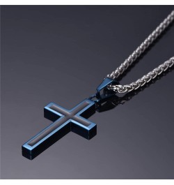 Simple Cross Necklace for Men Women, Stainless Steel Silver Black Gold Latin Cross Pendant Necklaces, Custom Engravable, Leng...