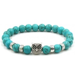 Natural agate Rock Owl Stretch String Healing Crystal Bracelet Energy Beaded Bracelet Set 8mm Women Girls Gifts Turquoise $7....