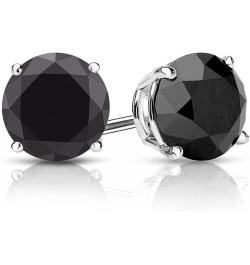 1/2 to 10 Carat Black Diamond Round Stud Earrings for Women in 14k Gold or Platinum 4-Prong Setting cttw Round Cut Natural Di...