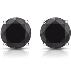 1/2 to 10 Carat Black Diamond Round Stud Earrings for Women in 14k Gold or Platinum 4-Prong Setting cttw Round Cut Natural Di...