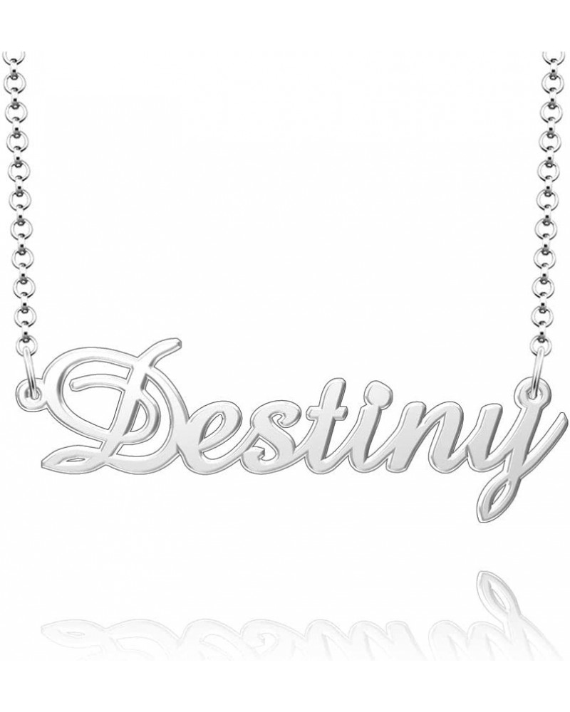 Personalized Name Necklace Custom Nameplate Name Tag Necklace Stainless Steel-Silver/Gold/Rose Gold Plated Silver Destiny $9....