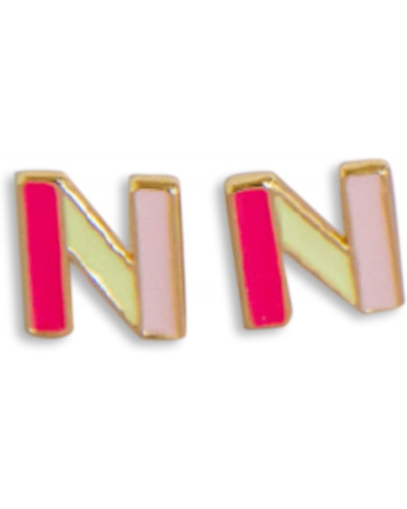 Whimsy Initial Gold Plated 1/2 inch Brass Women's Fashion Everyday Earrings Olivia N $9.98 Earrings