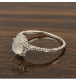 925 Sterling Silver Oval Natural Gemstone Birthstones Women's Solitaire White Accents Engagement Ring Moonstone Cab $14.92 Rings