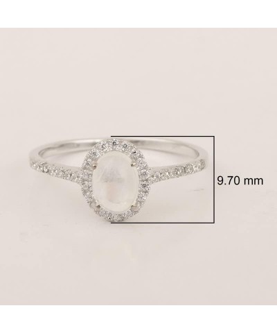 925 Sterling Silver Oval Natural Gemstone Birthstones Women's Solitaire White Accents Engagement Ring Moonstone Cab $14.92 Rings