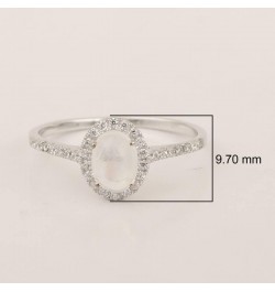 925 Sterling Silver Oval Natural Gemstone Birthstones Women's Solitaire White Accents Engagement Ring Moonstone Cab $14.92 Rings