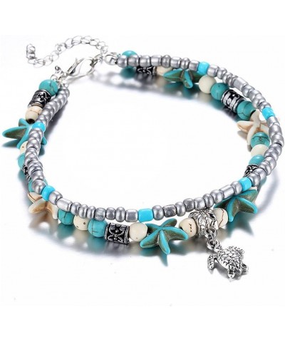 Blue Starfish Turtle Anklet for Women Girl Multilayer Charm Beads Sea Handmade Boho Anklet Foot Jewelry Style 06 $7.13 Anklets