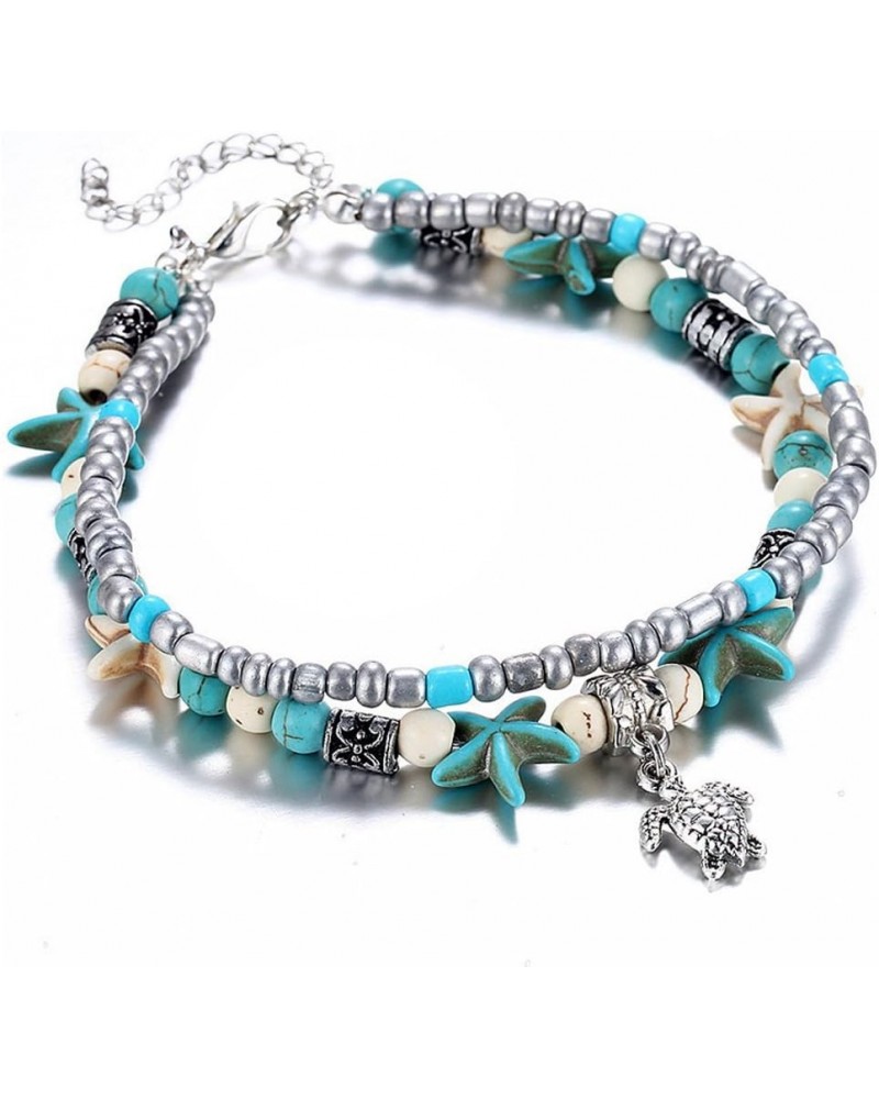 Blue Starfish Turtle Anklet for Women Girl Multilayer Charm Beads Sea Handmade Boho Anklet Foot Jewelry Style 06 $7.13 Anklets