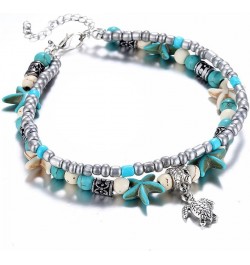 Blue Starfish Turtle Anklet for Women Girl Multilayer Charm Beads Sea Handmade Boho Anklet Foot Jewelry Style 06 $7.13 Anklets