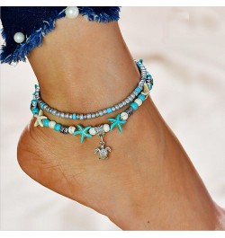 Blue Starfish Turtle Anklet for Women Girl Multilayer Charm Beads Sea Handmade Boho Anklet Foot Jewelry Style 06 $7.13 Anklets