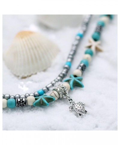 Blue Starfish Turtle Anklet for Women Girl Multilayer Charm Beads Sea Handmade Boho Anklet Foot Jewelry Style 06 $7.13 Anklets