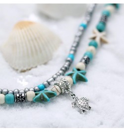 Blue Starfish Turtle Anklet for Women Girl Multilayer Charm Beads Sea Handmade Boho Anklet Foot Jewelry Style 06 $7.13 Anklets